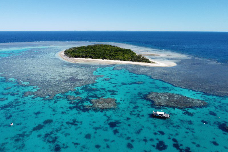 a tropical island surrounded by reefs off the coast of Bundaberg