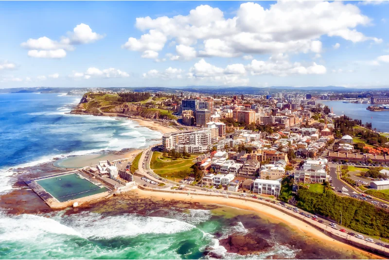panoramic view of Newcastle, NSW on the coast