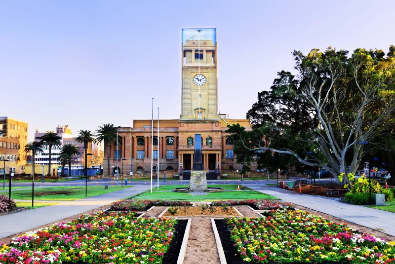 town hall with flowers in Newcastle NSW