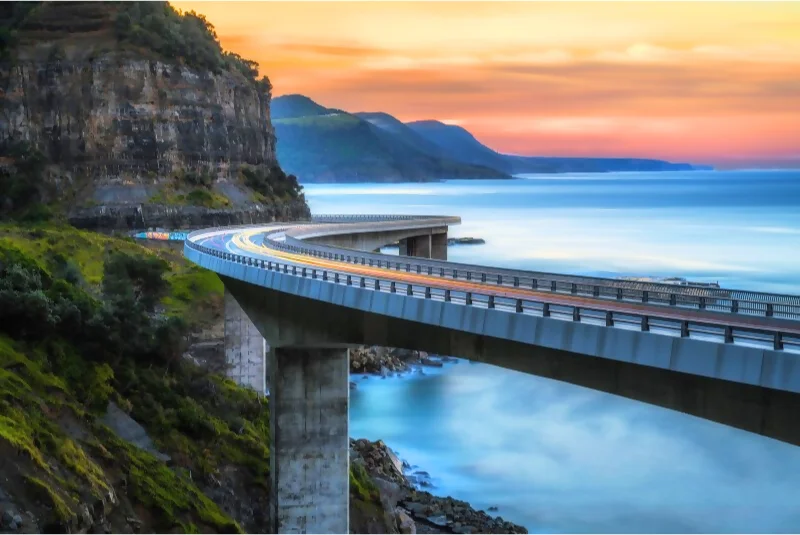 seaside bridge in Wollongong at sunrise