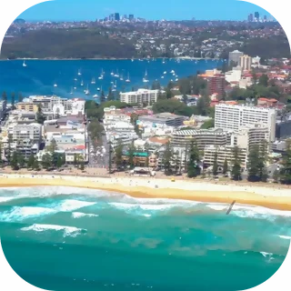 view os Sydney beach with the harbour and Chatswood in the background