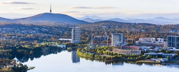 view of Canberra from the lake